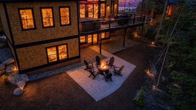 Fire pit patio below the deck