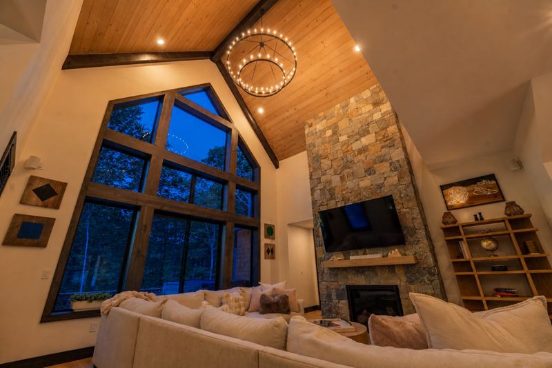 Living room seating by the fireplace