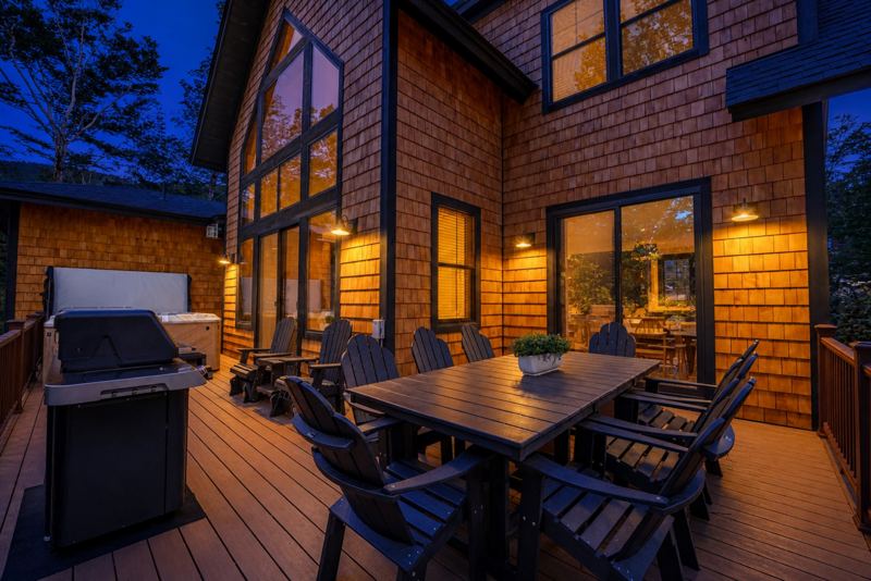 Outdoor dining and grill on the deck