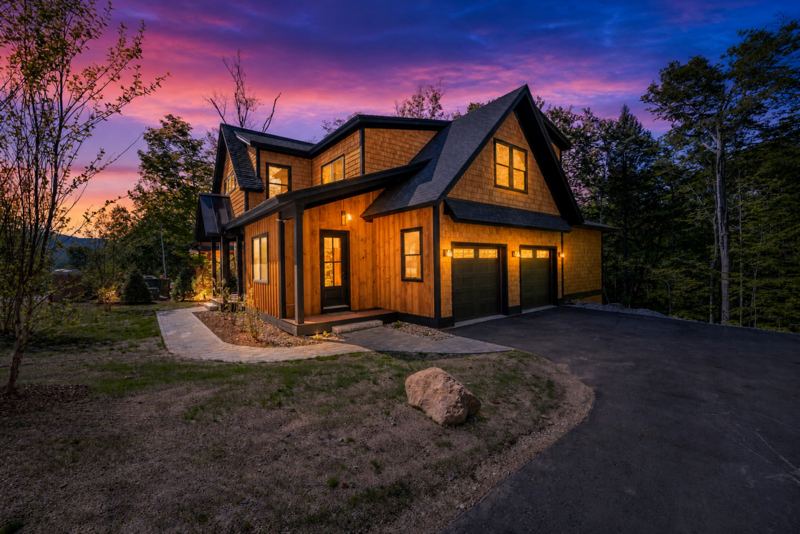 Front exterior at twilight